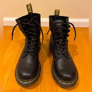 Dr. Martens Air Wair Pascal 1460 Smooth Leather Lace Up Boots Women Size 6 Black